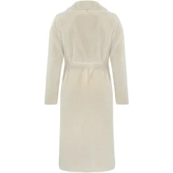 Cappotto Bianco in Pelliccia Sintetica Scollo a V