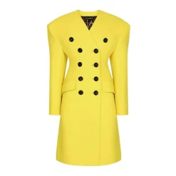 Cappotto Giallo in Lana a Doppio Petto