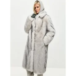 Cappotto Lussuoso in Finta Pelliccia Natalie - Grigio