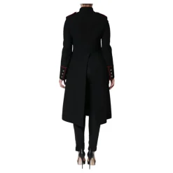 Cappotto Trench in Lana e Seta Nero