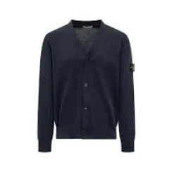 Cardigan in Cotone con Scollo a V e Chiusura con Bottoni