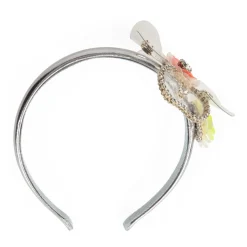 Cerchietto color argento con dettagli floreali