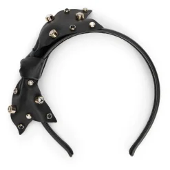 Cerchietto nero con fiocco e pietre gioiello