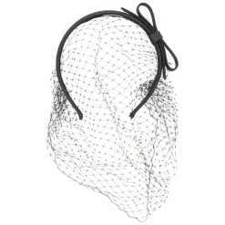 Cerchietto per capelli nero con brillantini e rete nera, elegante e versatile