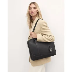 Classica borsa per laptop in pelle nera