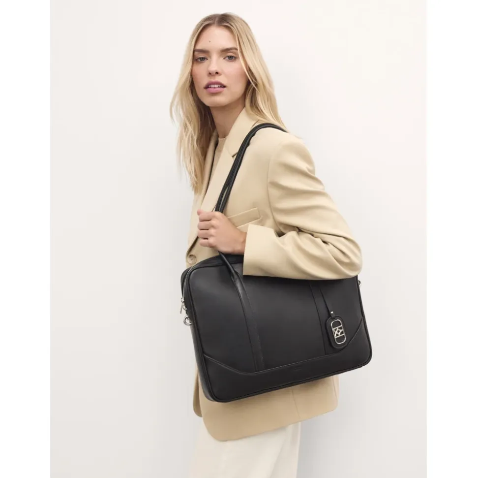 Classica borsa per laptop in pelle nera