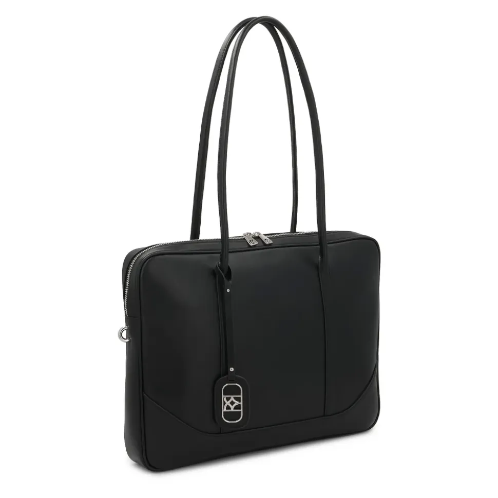 Classica borsa per laptop in pelle nera