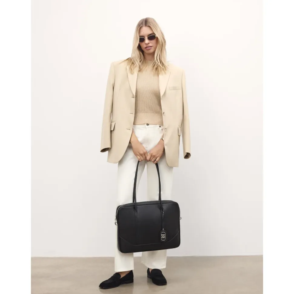 Classica borsa per laptop in pelle nera