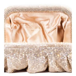 Clutch Beige con Rete di Cristallo SS25