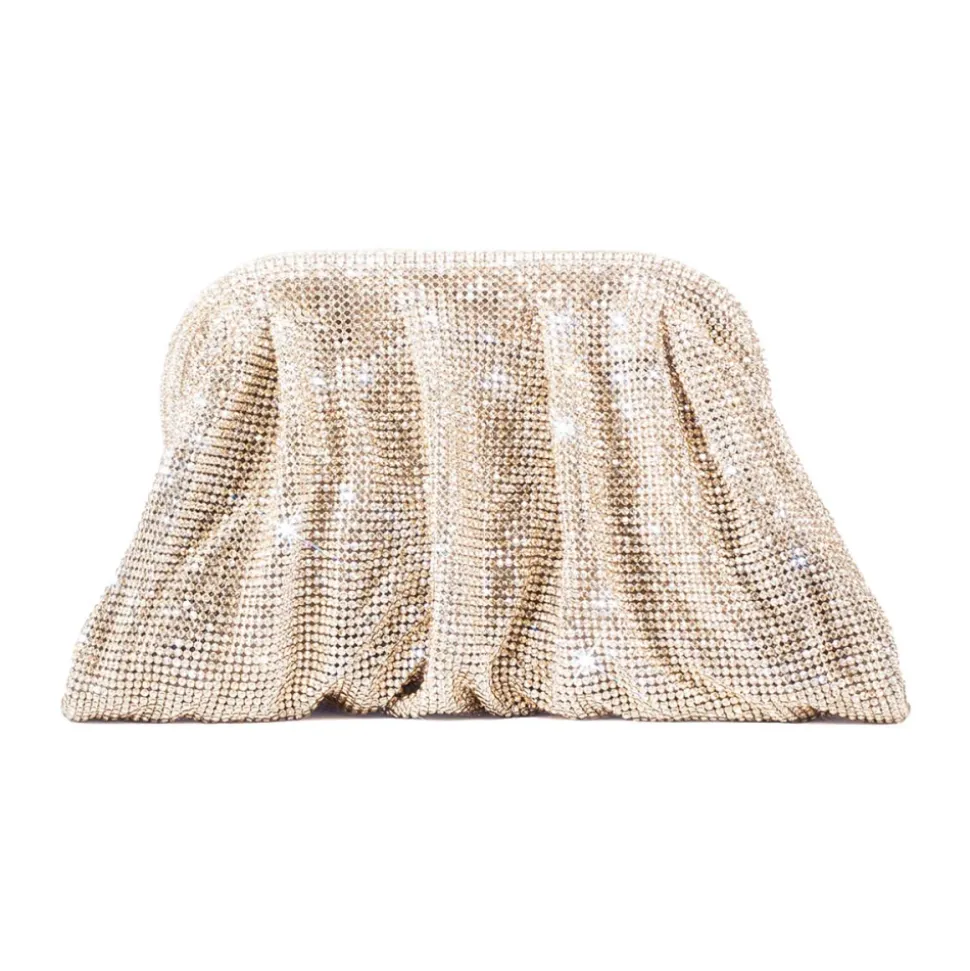 Clutch Beige con Rete di Cristallo SS25
