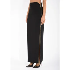 Crepe Maxi Skirt with Jewel Zip
