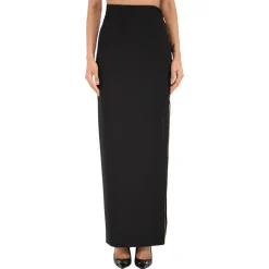 Crepe Maxi Skirt with Jewel Zip
