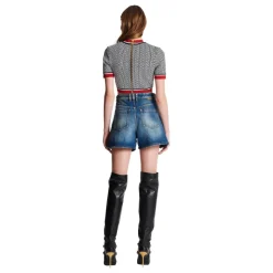 Crop Top con Monogramma Jacquard