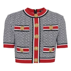 Crop Top con Monogramma Jacquard