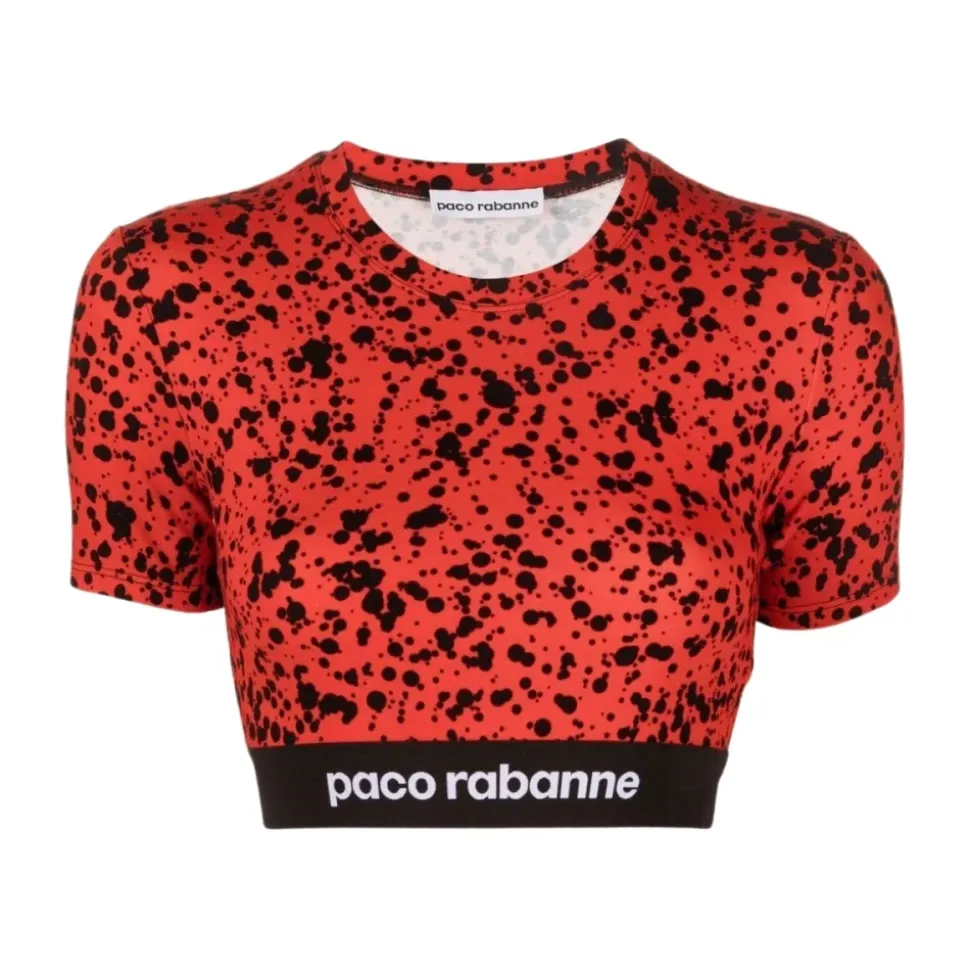 Crop Top con Schizzi di Vernice