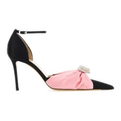 Décolleté in raso nero con tacco da 11 cm