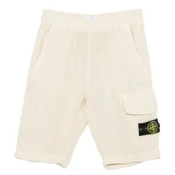 Diagonal Linen Bermuda Shorts