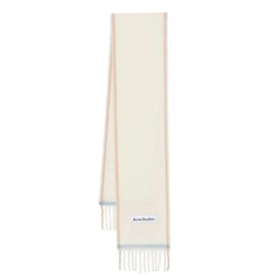 Echarpe etroite laine mohair bords frangés