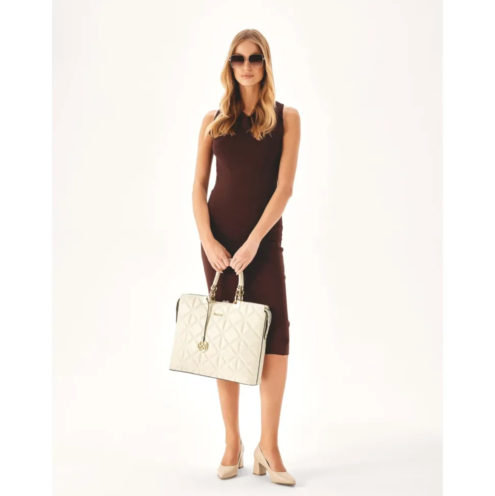 Elegante borsa in pelle trapuntata