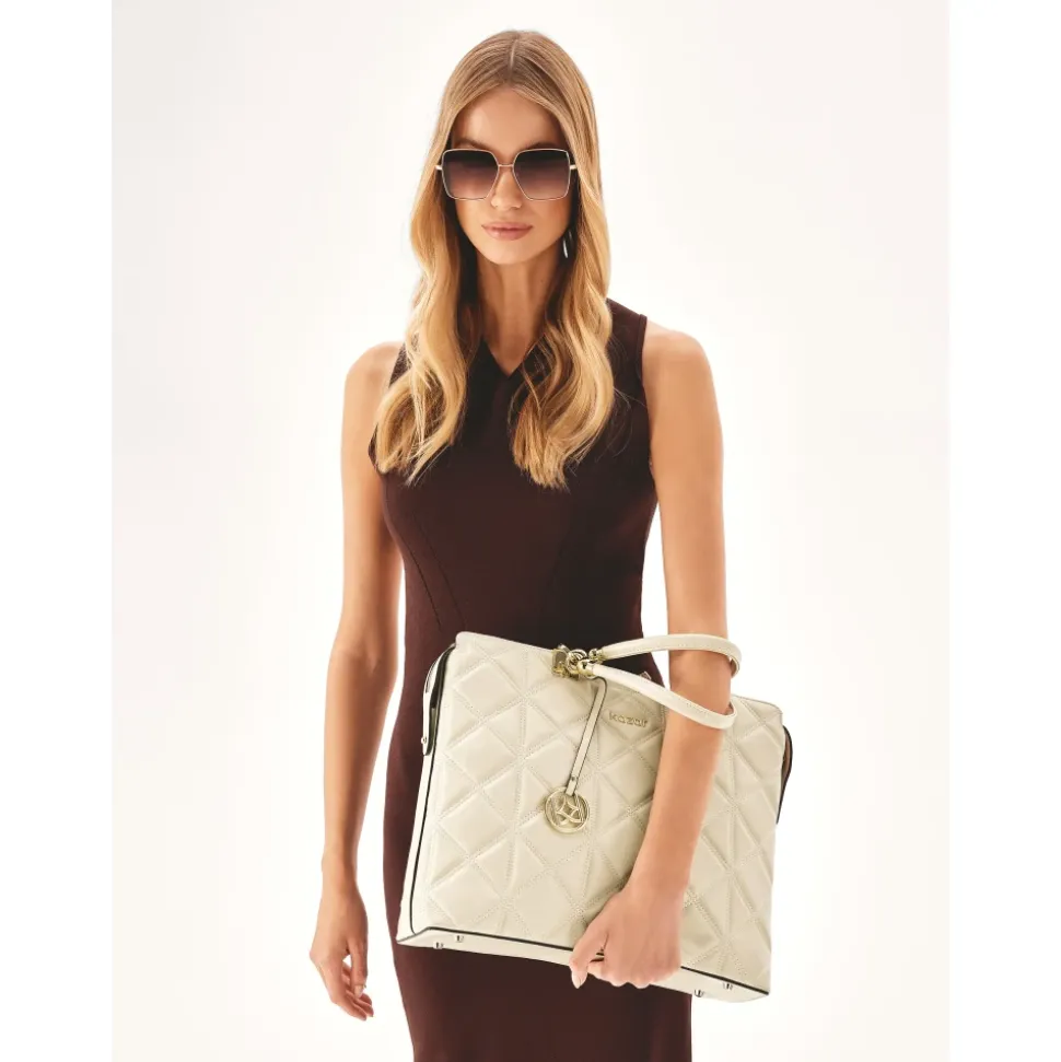 Elegante borsa in pelle trapuntata