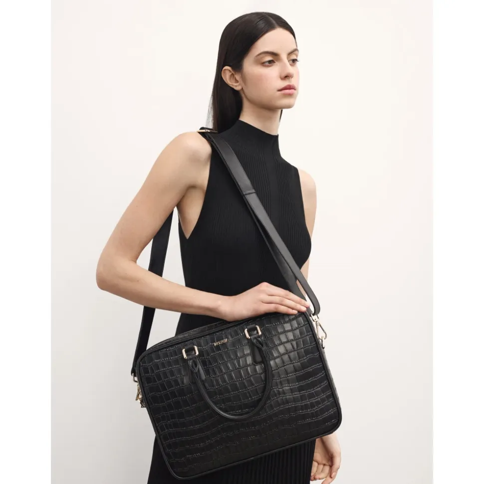 Elegante borsa per laptop in pelle stampata