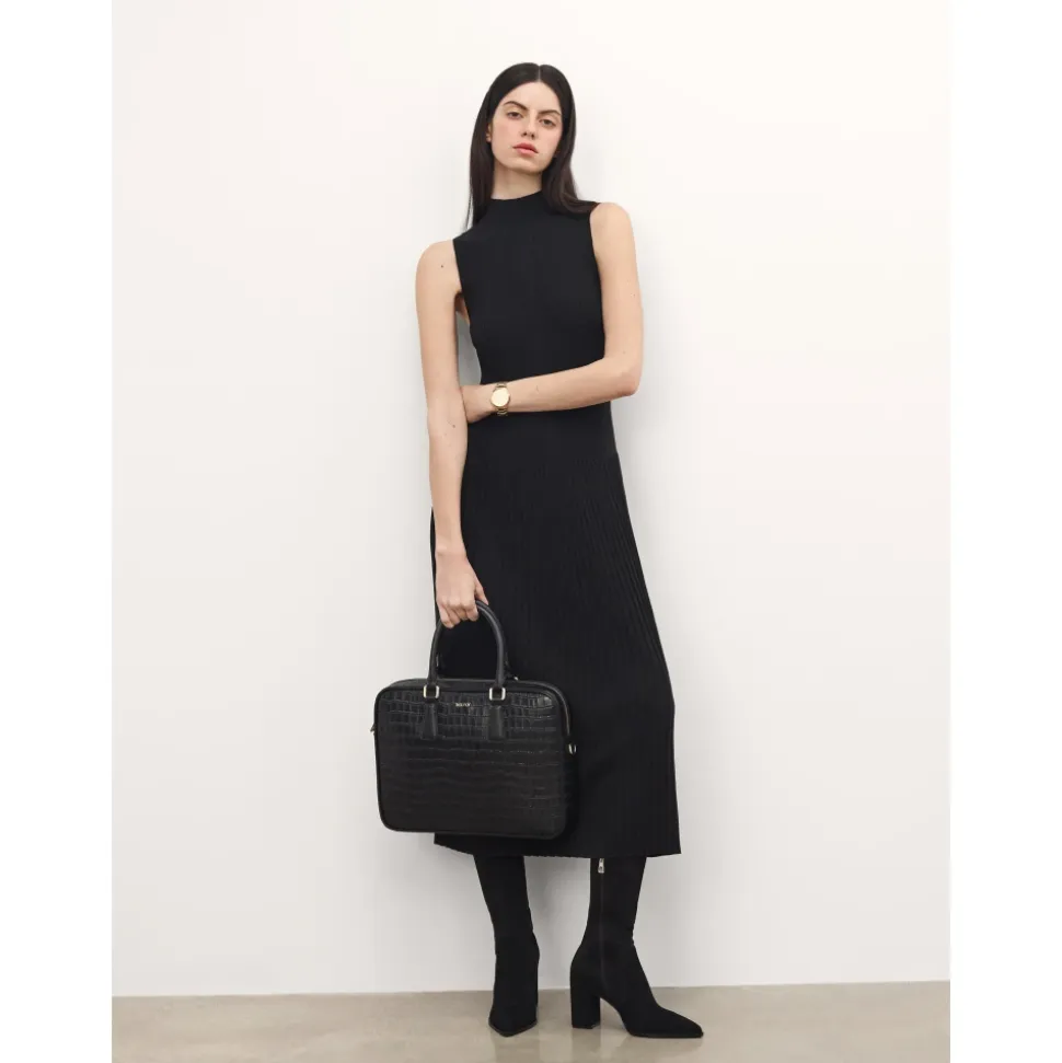 Elegante borsa per laptop in pelle stampata