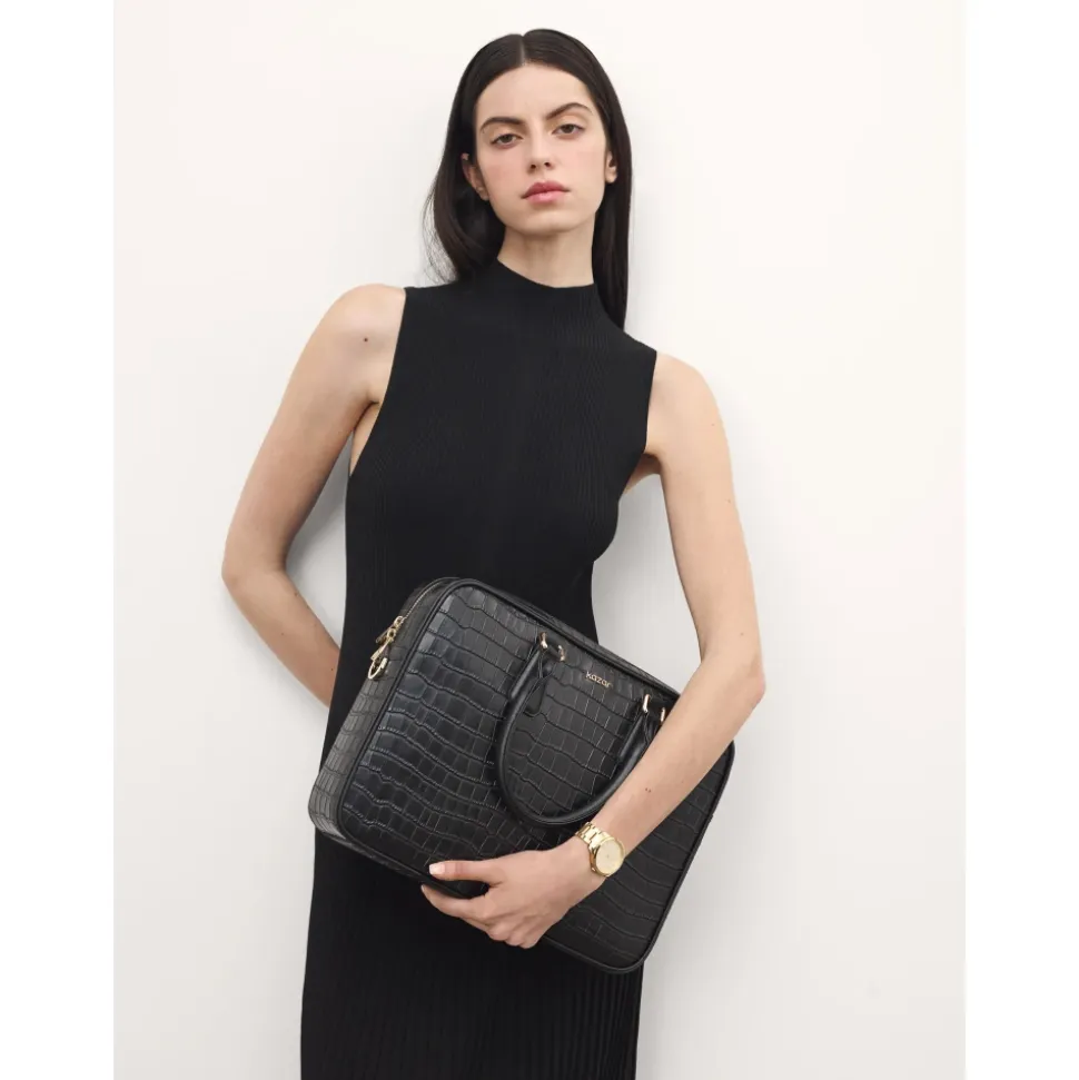 Elegante borsa per laptop in pelle stampata