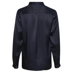 Elegante camicia di seta blu marino