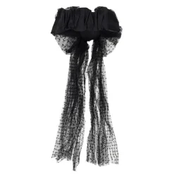 Elegante fascia per capelli nera con dettagli di rete.