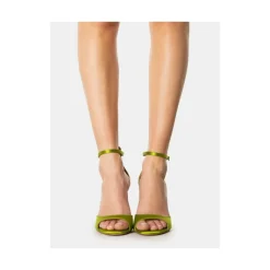 Eleganti Sandali con Tacco Alto in Raso Pistacchio