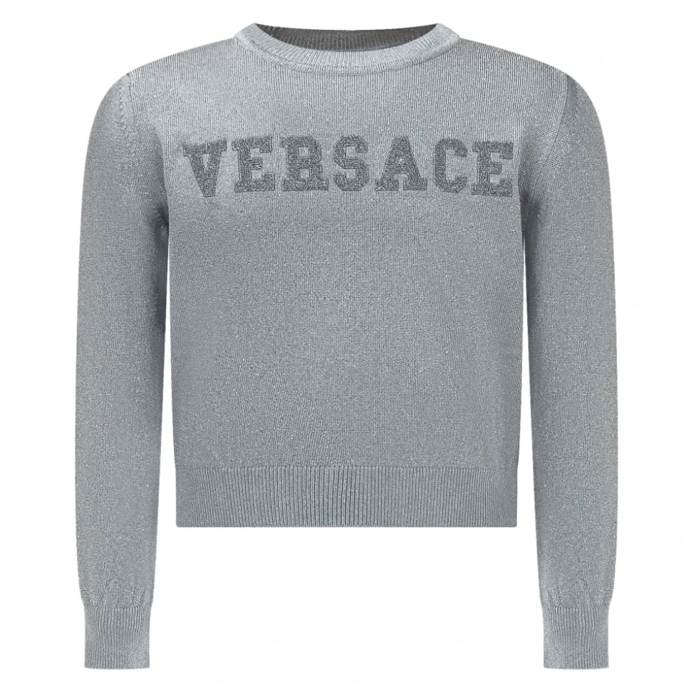 Embroidered Logo Metallic Sweater