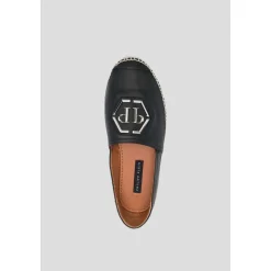 Espadrillas in Pelle con Logo Placca