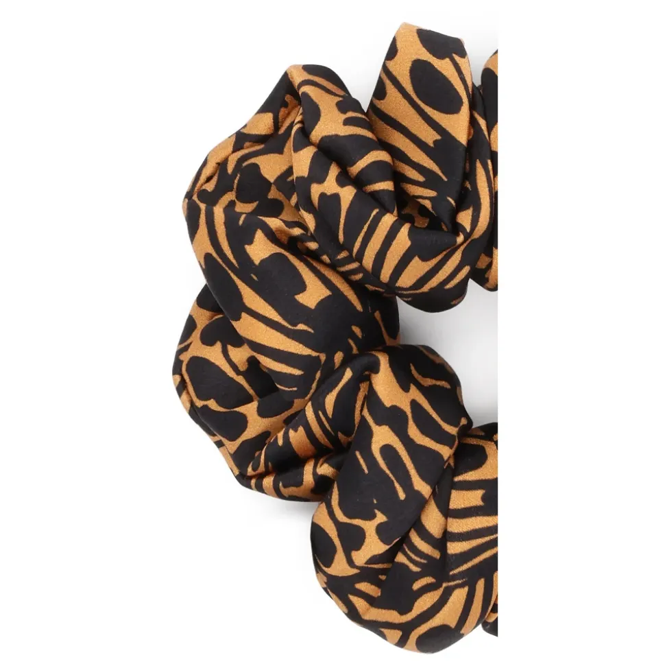 Fascia per capelli marrone e nera a pois