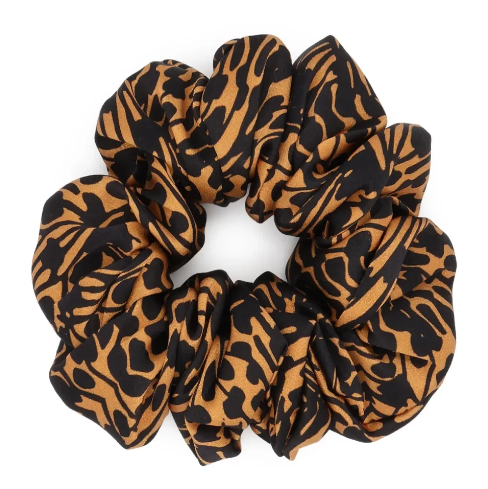 Fascia per capelli marrone e nera a pois