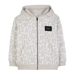 Felpa con cappuccio e zip monogramma