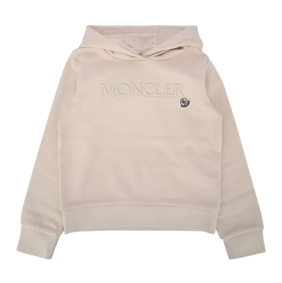 Felpa con cappuccio in cotone con logo tono su tono ricamato