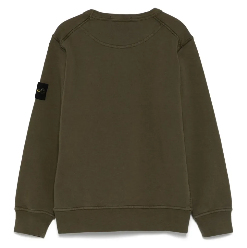 Felpa Girocollo Verde con Badge