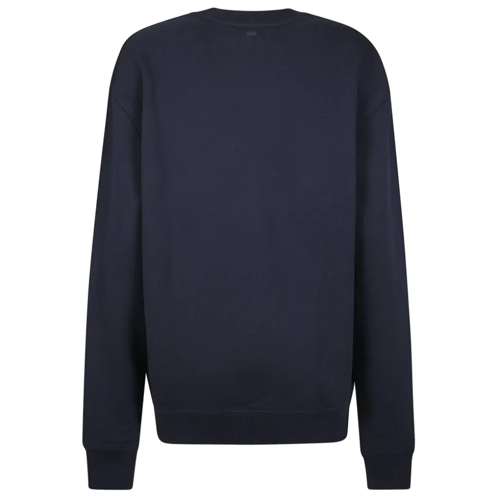 Felpa in cotone con logo rosso ricamato