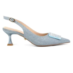 Fibbia in Cristallo Slingback Tacchi Blu Chiaro