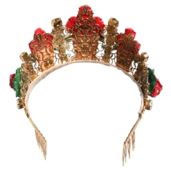 Fiore Rosso Cristallo Corona Oro Fascia