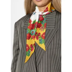 Foulard in Seta con Motivo Floreale