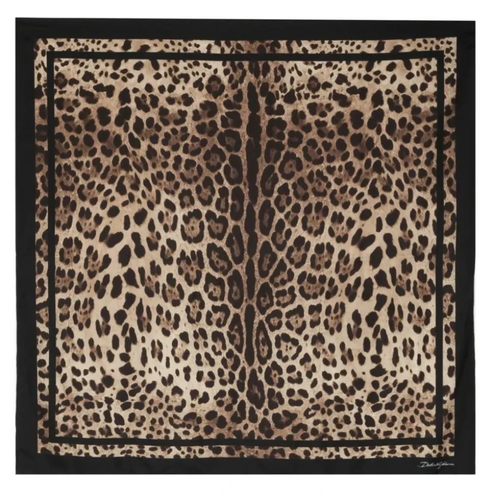 Foulard in twill di seta con stampa leopardata