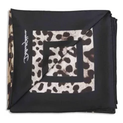 Foulard in twill di seta con stampa leopardata