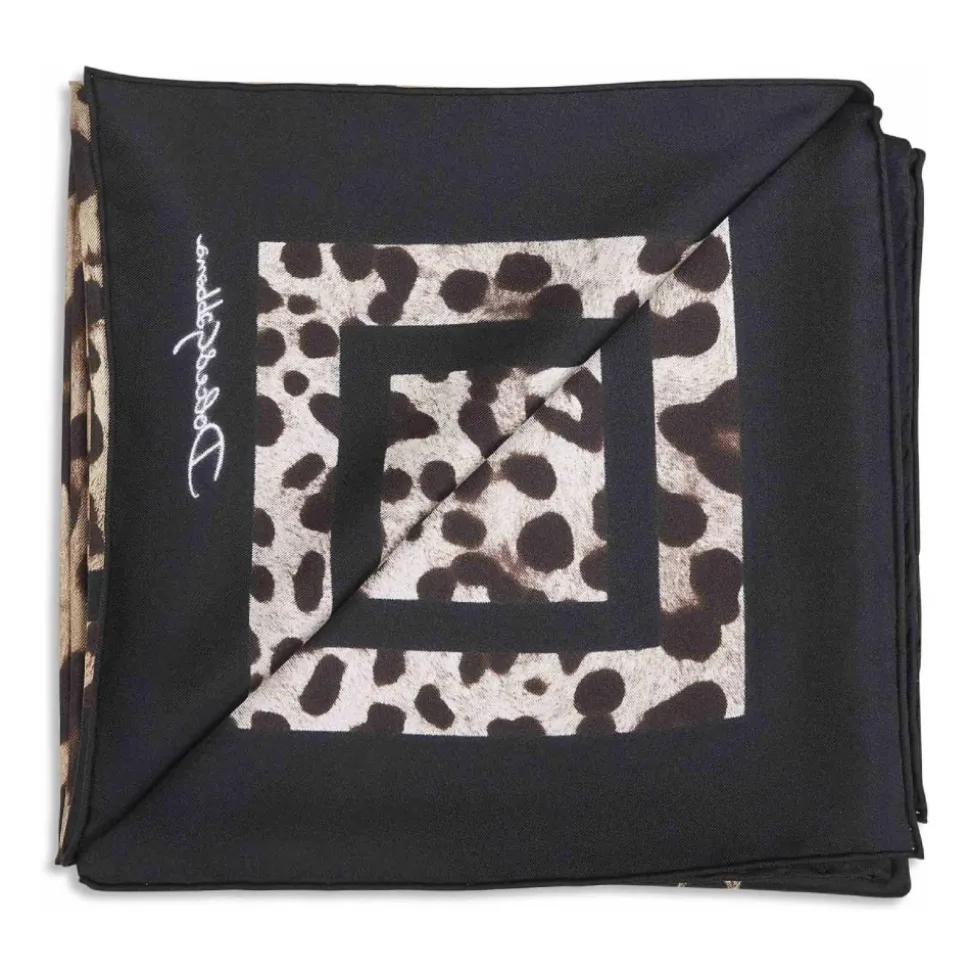 Foulard in twill di seta con stampa leopardata