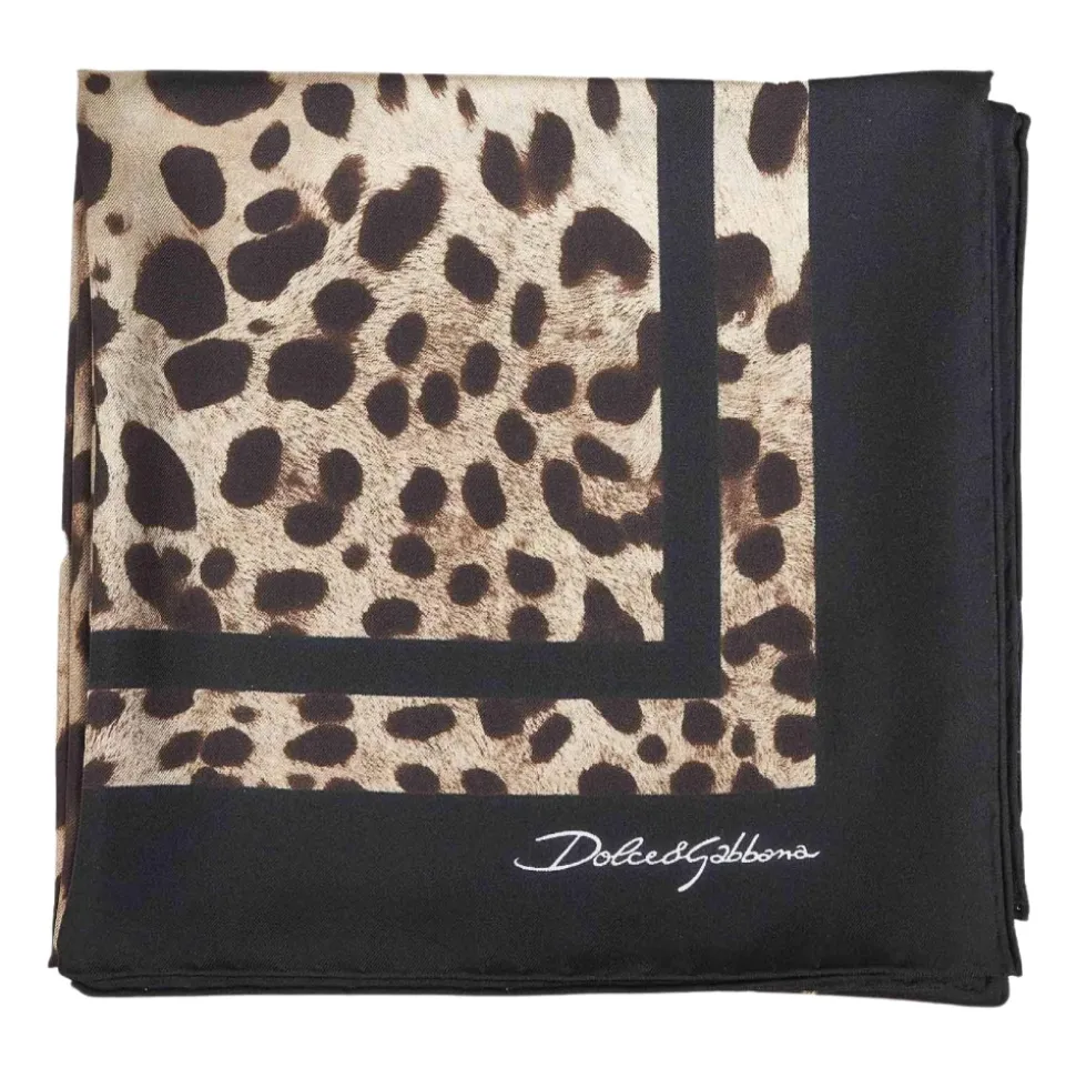 Foulard in twill di seta con stampa leopardata