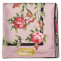 Foulard in twill di seta con stampa bouquet di rose