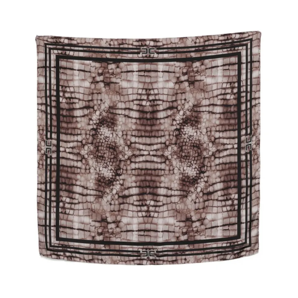 Foulard in Twill di Seta con Stampa Alligatore