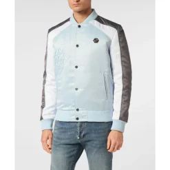 Giacca Bomber in Raso Logo