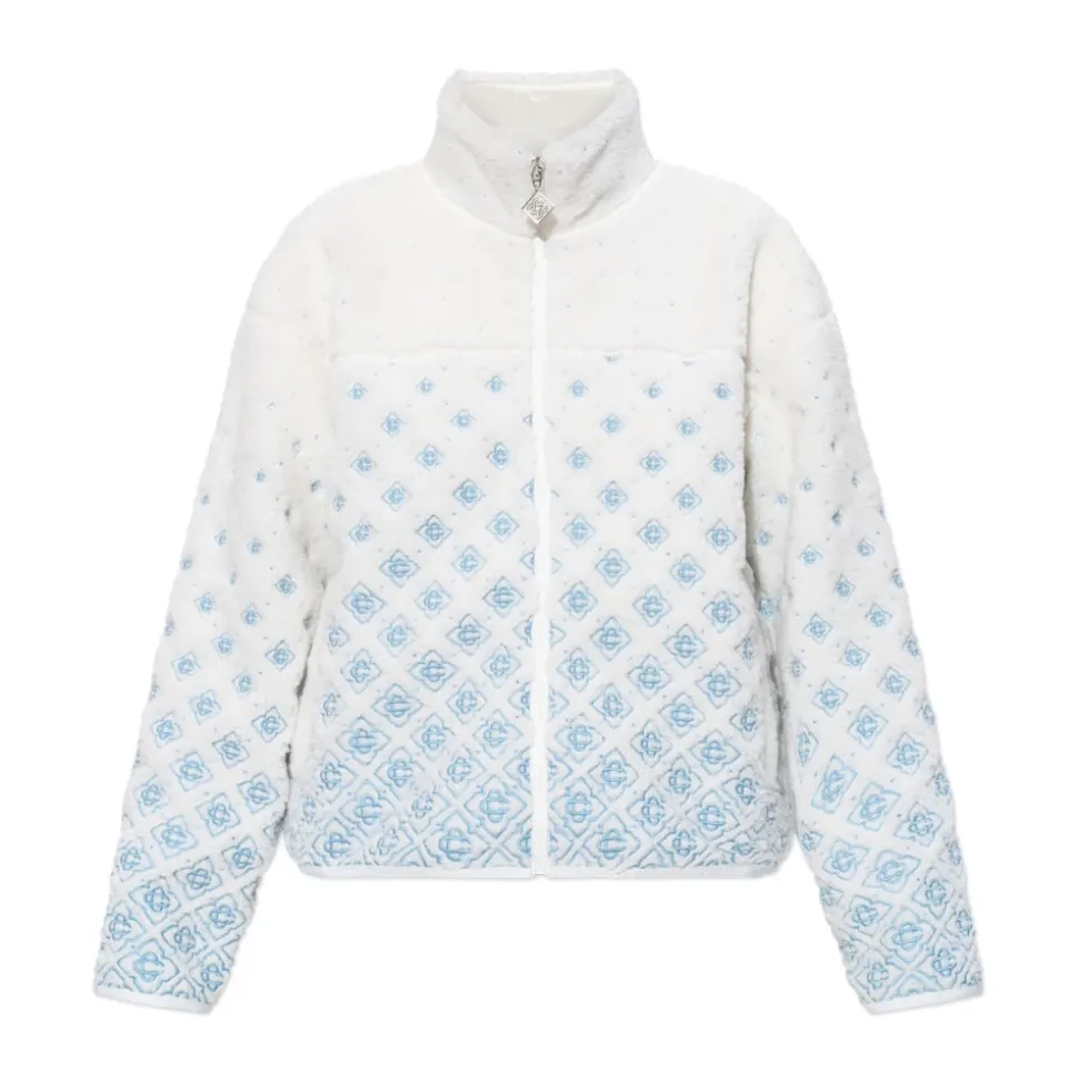 Giacca Corta in Pile con Monogramma Gradient Ricamato