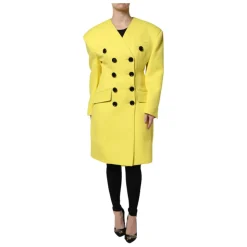 Giacca Trench Gialla a Doppio Petto